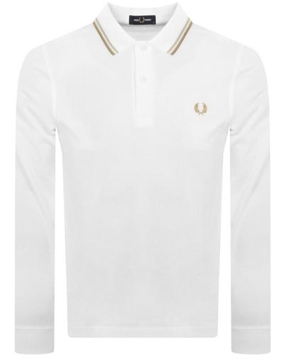 Fred Perry Long Sleeved Polo T Shirt - White