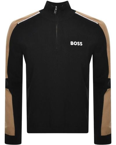 BOSS Boss Zelchior Half Zip Knit Sweater - Black