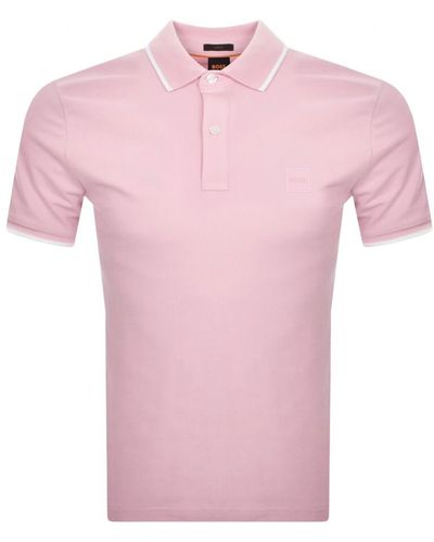 BOSS Boss Passertip Polo T Shirt - Pink