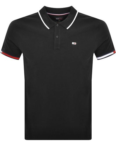 Tommy Hilfiger Slim Flag Polo Shirt - Black