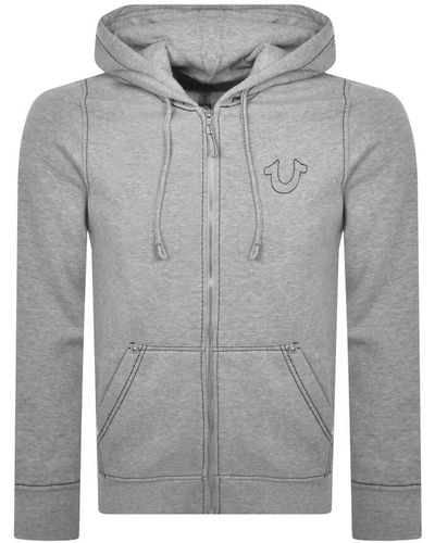 True Religion Big T Full Zip Hoodie - Gray