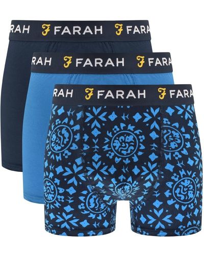 Farah Gonza Three Pack Trunks - Blue