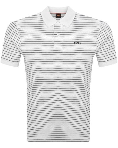 BOSS Boss Pales Stripe Polo T Shirt - Gray
