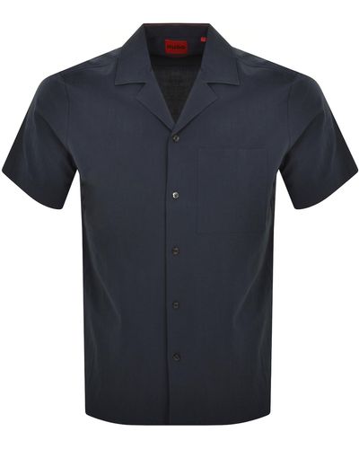 HUGO Short Sleeved Ellino Shirt - Blue