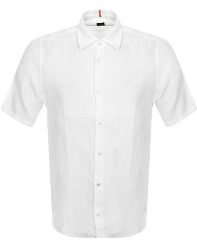 BOSS Boss Rash 2 Linen Short Sleeved Shirt - White
