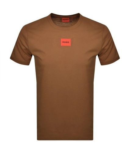 HUGO Diragolino212 T Shirt - Brown