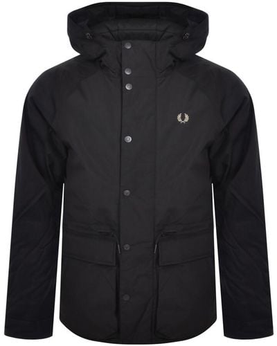 Fred Perry Padded Hooded Jacket - Black