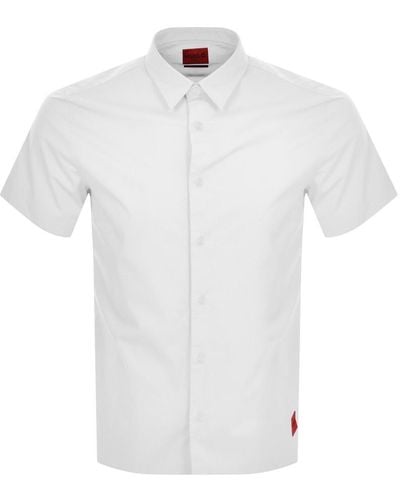 HUGO Short Sleeved Ebor Shirt - White
