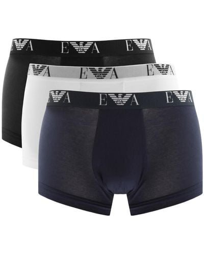 Armani Emporio Underwear 3 Pack Trunks - Blue