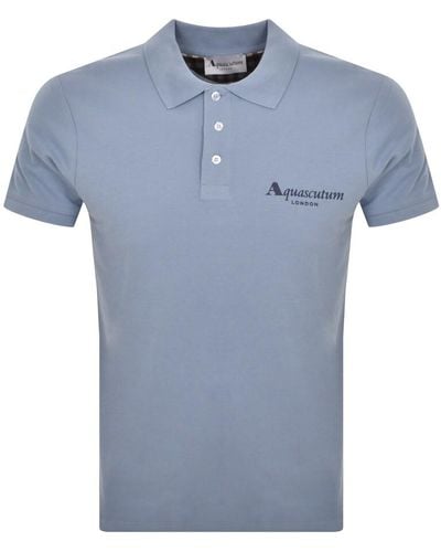 Aquascutum Logo Polo T Shirt - Blue