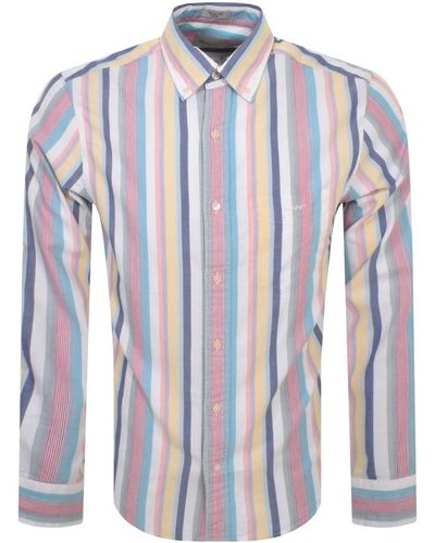 GANT Oxford Multi Stripe Long Sleeved Shirt - Blue