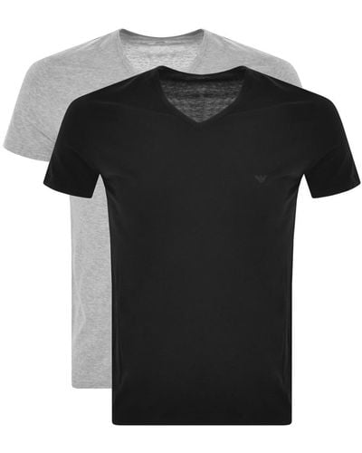 Armani Emporio 2 Pack Lounge T Shirts - Black