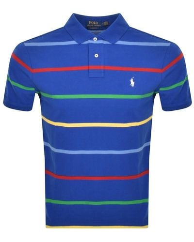 Ralph Lauren Striped Polo T Shirt - Blue
