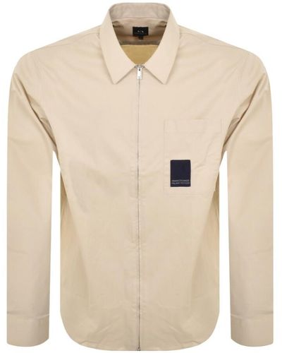 Armani Exchange Long Sleeve Overshirt - Natural