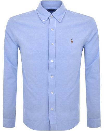 Ralph Lauren Knit Oxford Long Sleeved Shirt - Blue