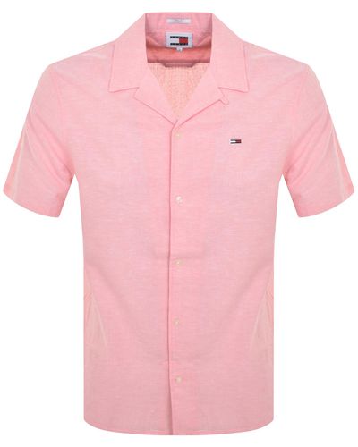 Tommy Hilfiger Linen Short Sleeve Shirt - Pink