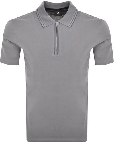 Paul Smith Half Zip Polo T Shirt - Grey