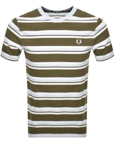 Fred Perry Stripe T Shirt - Green