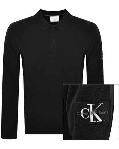 Calvin Klein Jeans Long Sleeve Polo T Shirt - Black