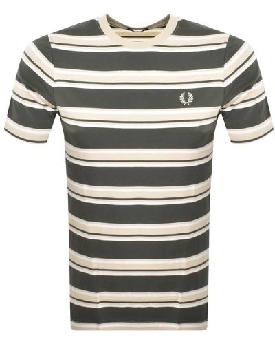Fred Perry Stripe T Shirt - Green