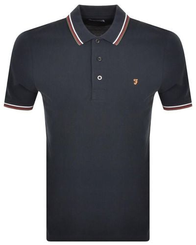 Farah Alvin Tipped Polo T Shirt - Blue