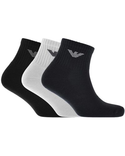 Armani Emporio 3 Pack Sneaker Socks - Black