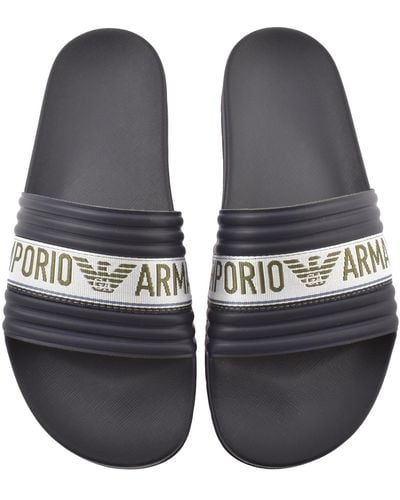 Armani Emporio Logo Sliders - Black