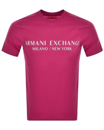 Armani Exchange Slim Crew Neck Logo T Shirt - Pink