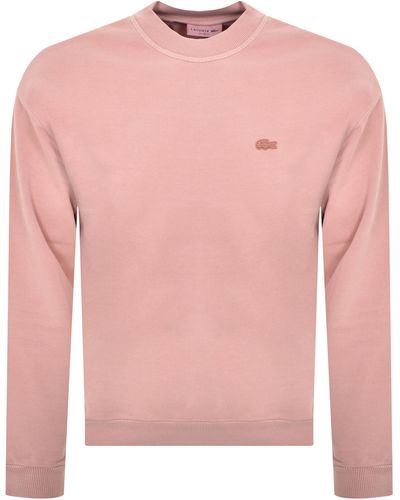 Lacoste Crew Neck Loose Fit Sweatshirt - Pink
