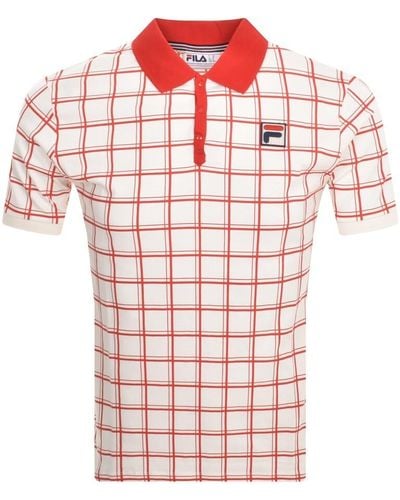 Fila Bobby Check Polo T Shirt - Red