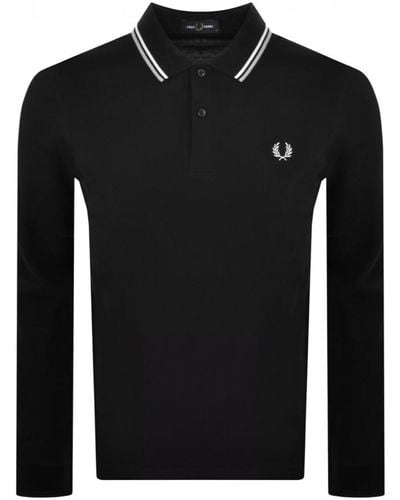 Fred Perry Long Sleeved Polo T Shirt - Black