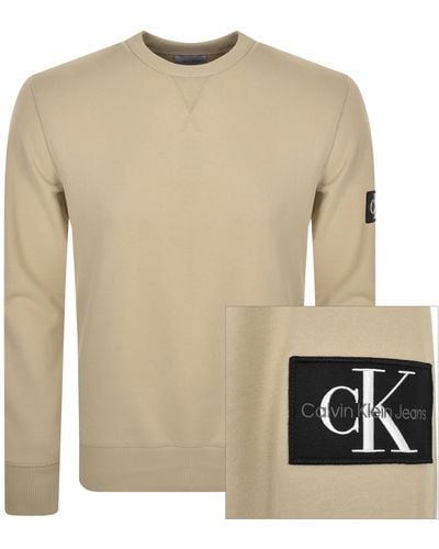 Calvin Klein Jeans Logo Crew Neck Sweatshirt - Natural