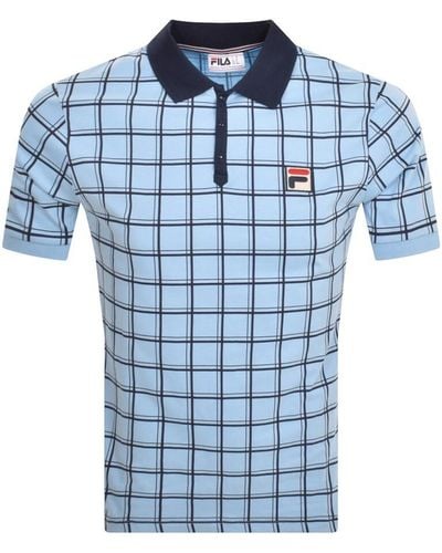 Fila Bobby Check Polo T Shirt - Blue