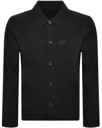 Fred Perry Twill Overshirt - Black