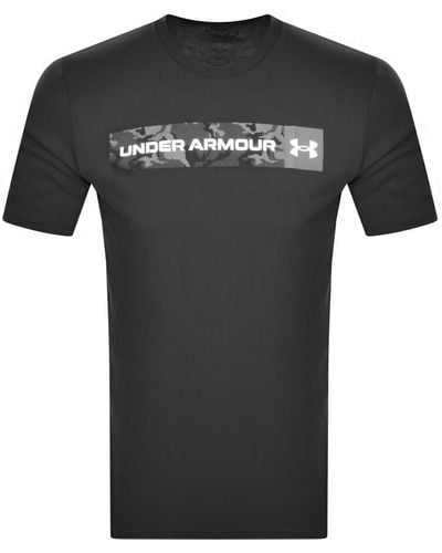 Under Armour Camo Chest Stripe Logo T Shirt - Black
