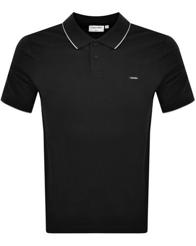 Calvin Klein Pique Tipping Polo T Shirt - Black