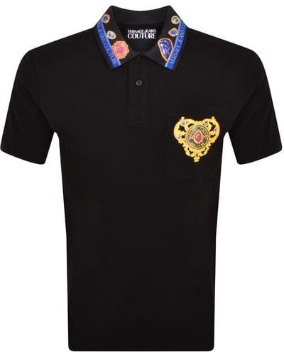 Versace Couture Heart Polo T Shirt - Black