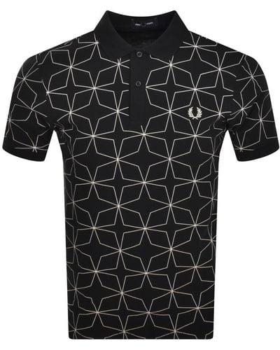 Fred Perry Geometric Polo T Shirt - Black