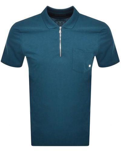 Farah Chancery Zip Polo T Shirt - Blue