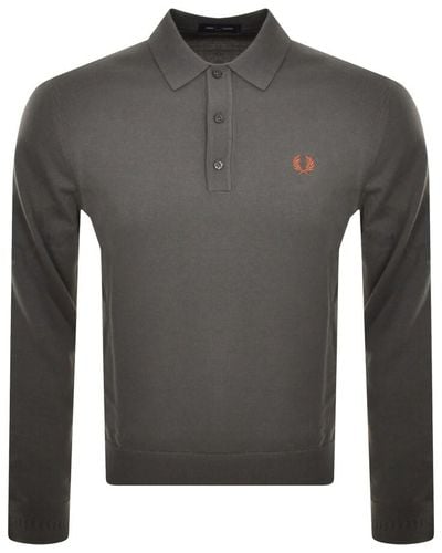 Fred Perry Long Sleeve Knit Polo - Grey