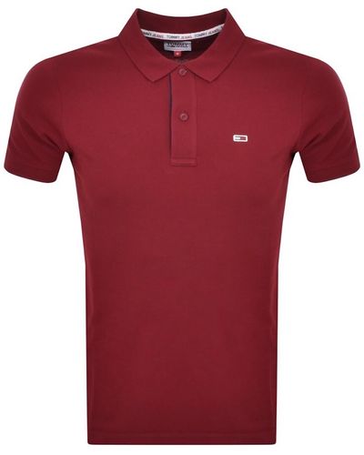 Tommy Hilfiger Slim Fit Placket Polo T Shirt - Red