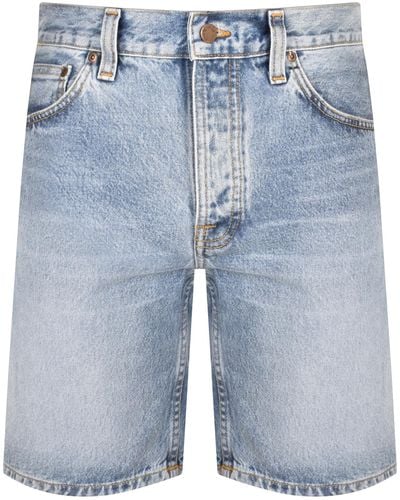 Nudie Jeans Jeans Seth Light Wash Denim Shorts - Blue