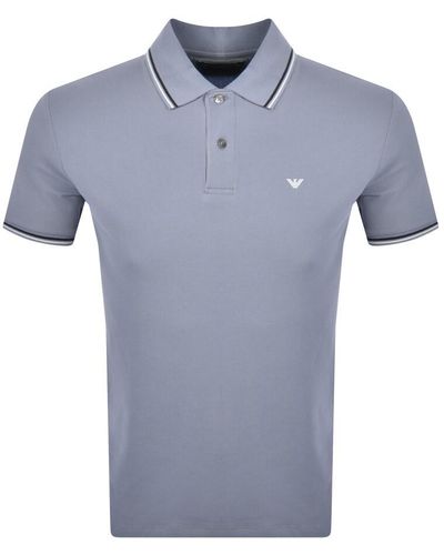 Armani Emporio Short Sleeved Polo T Shirt - Blue