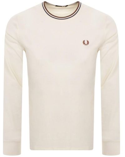 Fred Perry Twin Tipped Long Sleeved T Shirt - White