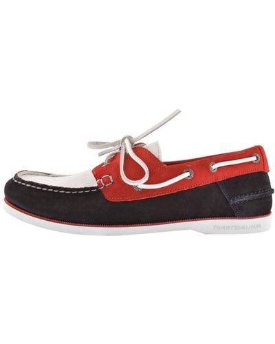 Tommy Hilfiger Core Suede Boat Shoes - Red