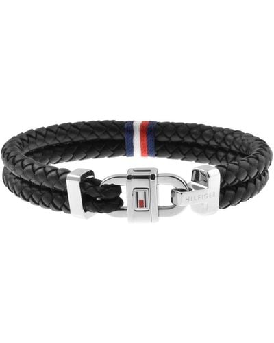 Tommy Hilfiger Braided Leather Bracelet - Black