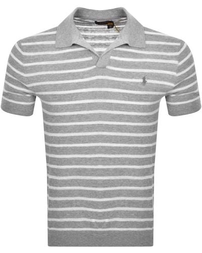 Ralph Lauren Stripe Polo T Shirt - Gray