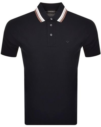 Armani Emporio Short Sleeved Polo T Shirt - Black