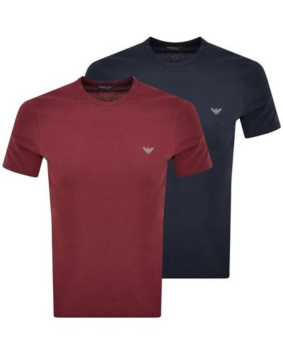 Armani Emporio Lounge Two Pack T Shirts - Red