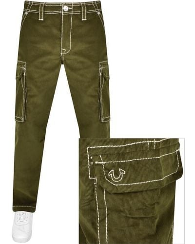 True Religion Corduroy Cargo Trousers - Green